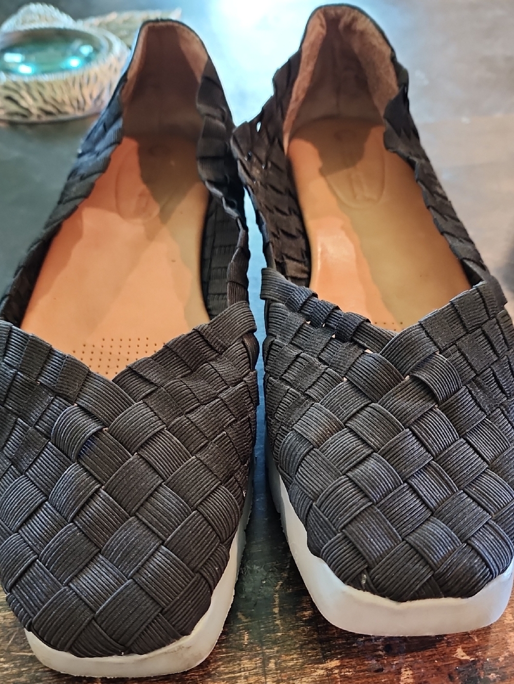 Corso Como Black Woven Slip-On Flats